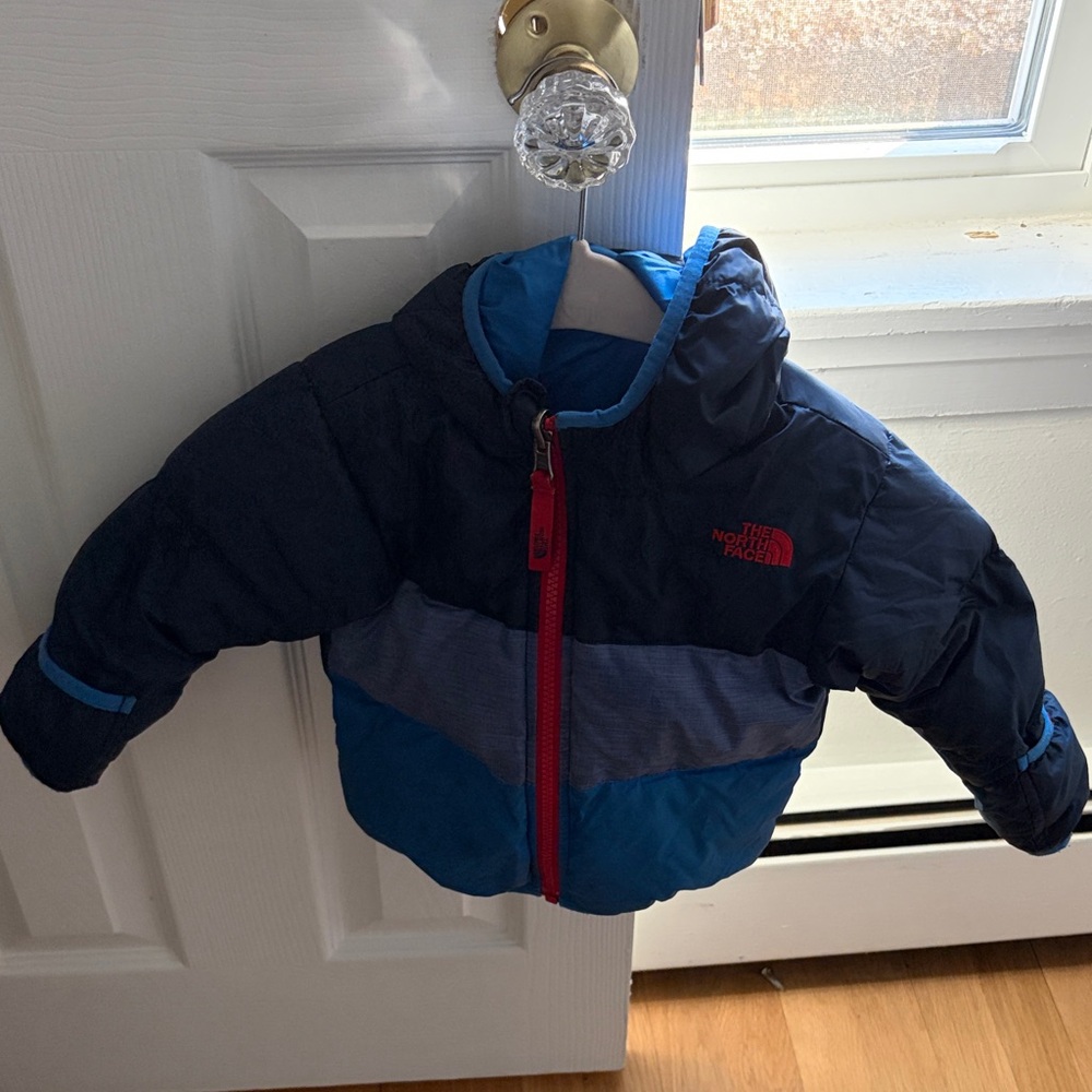 The North Face Navy and Teal Hooded Reversible Jacket